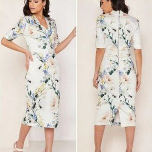 Brand new with tags Ted Baker white ground floral midi dress